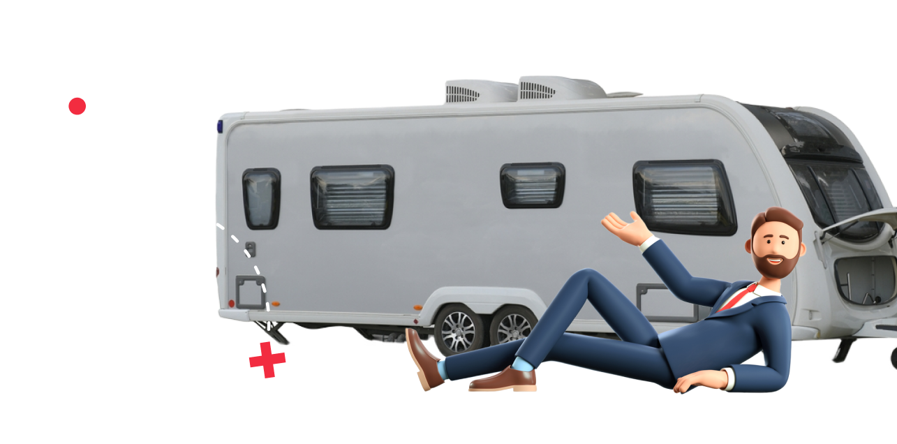 Caravan finance NZ concept - animated man lying next to a yacht